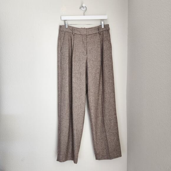 Banana Republic High Rise Straight Leg Beige Herringbone Wool Blend Trouser Pant - Picture 11 of 14